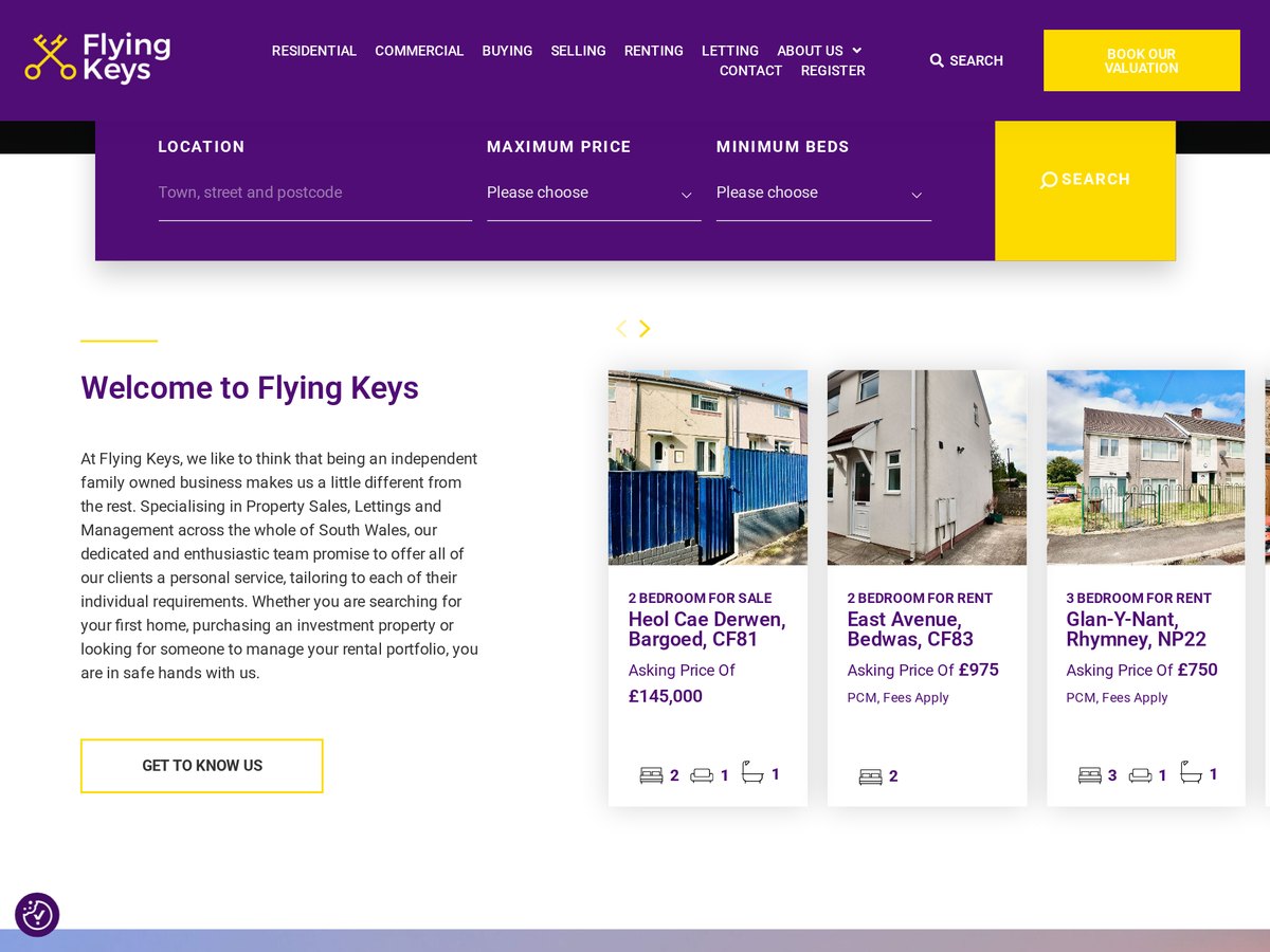 Flying Keys website designed by Peak Platform