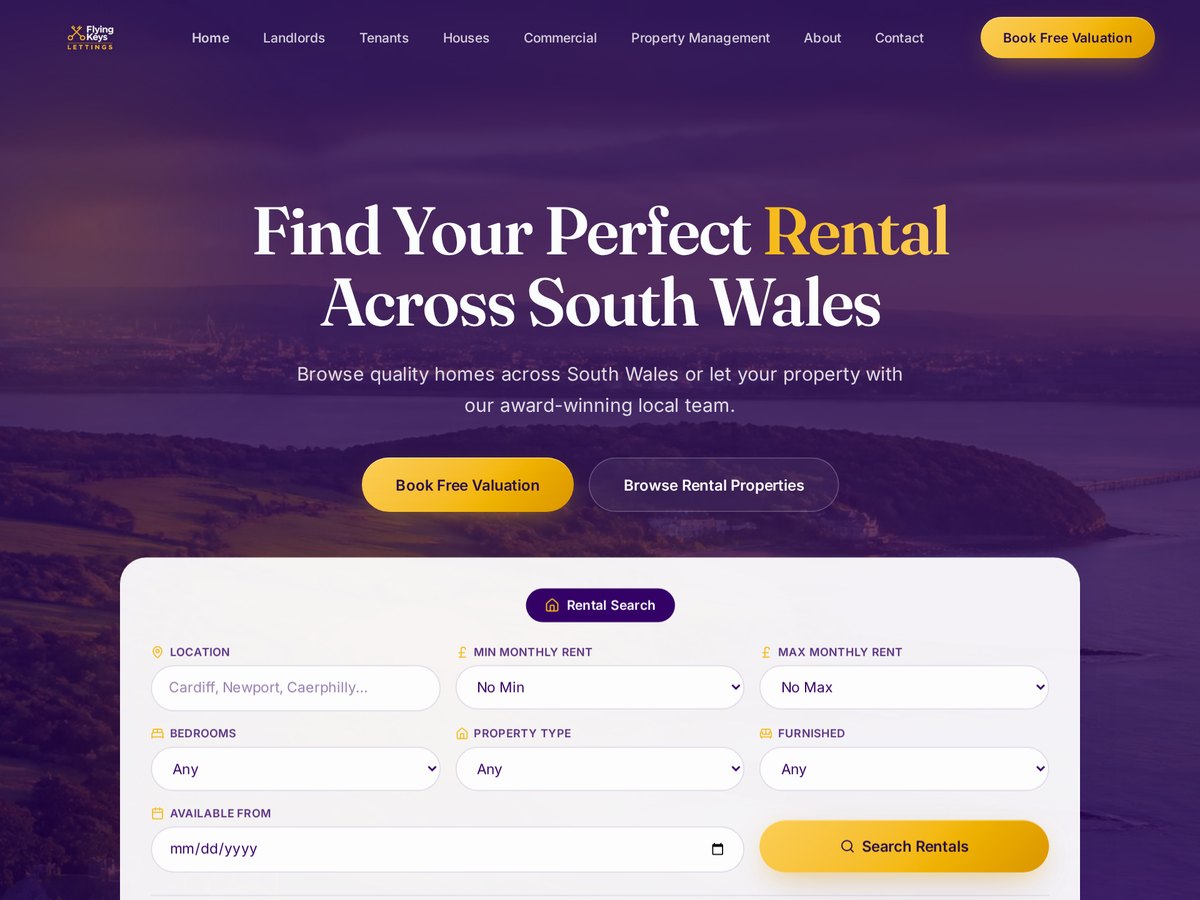 Flying Keys Lettings website designed by Peak Platform