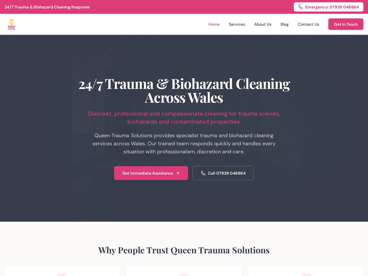 Queen Trauma Solutions website design